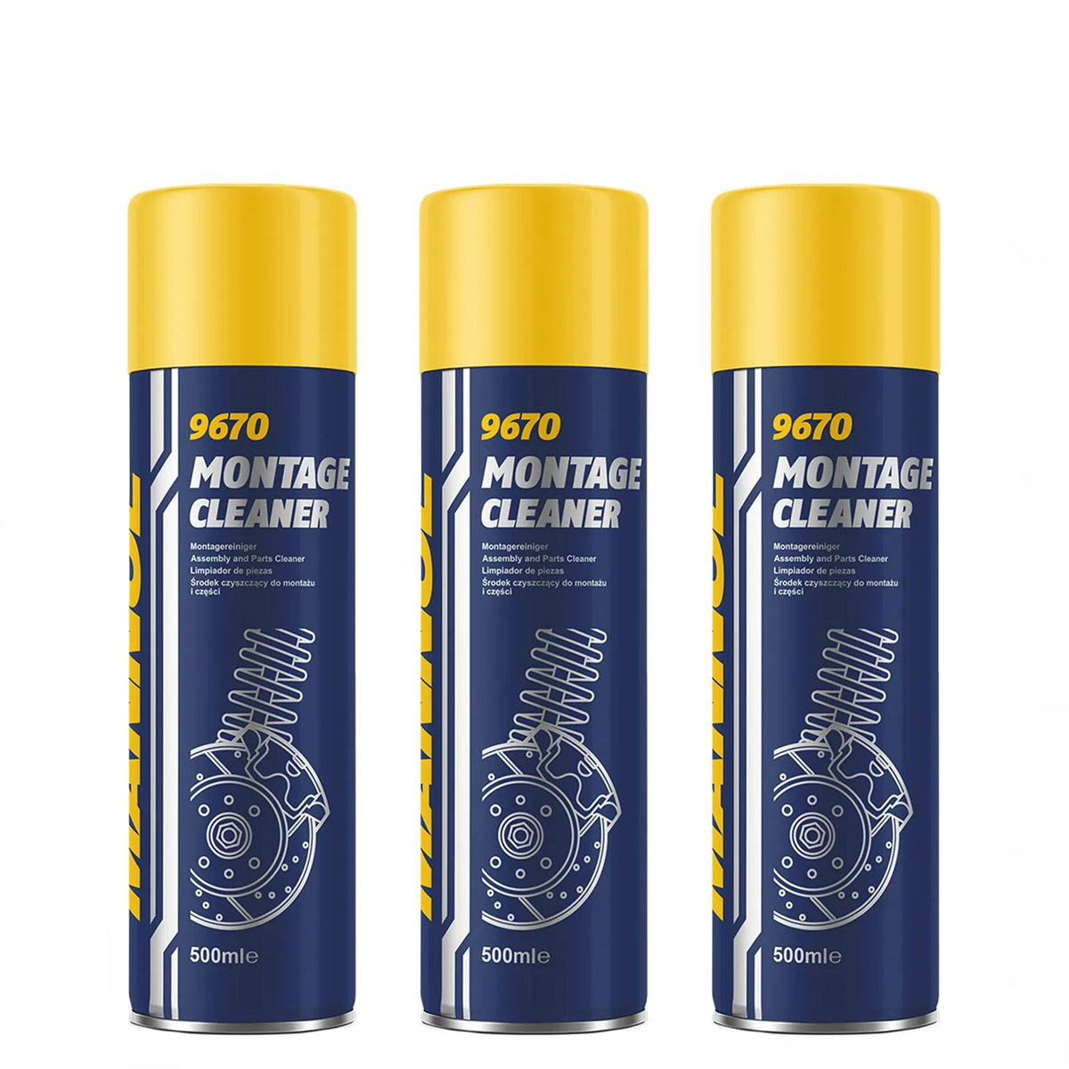 MANNOL 9670 Assembly & Brake Cleaner - 3 x 500 ml